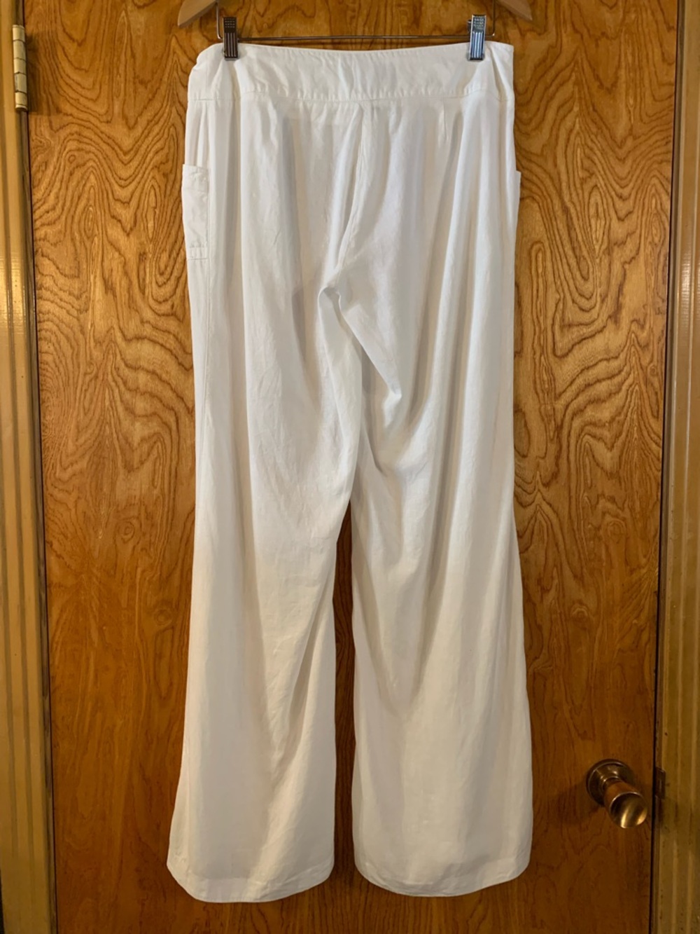 White Wide-Leg Drawstring Pants - Picture 4 of 6